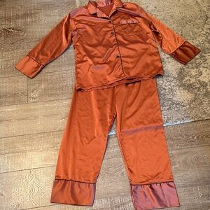 Satin Pajama Set in Rust Orange